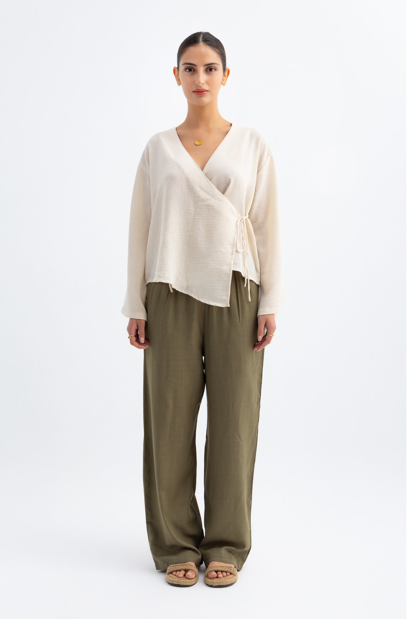 Linen Luxe Set light cream and olive
