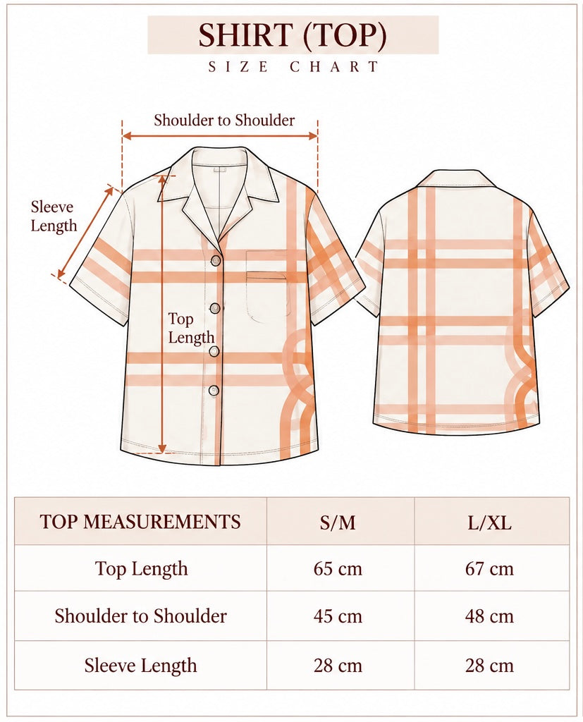Noot Print Linen Blouse size chart