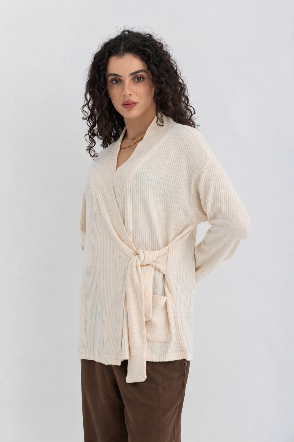 The Tie Top in Light Cream
