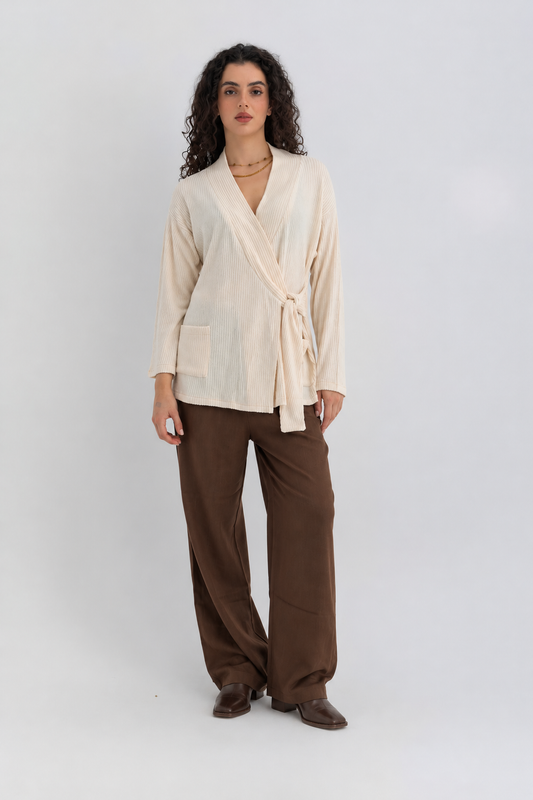 The Tie Top in Light Cream
