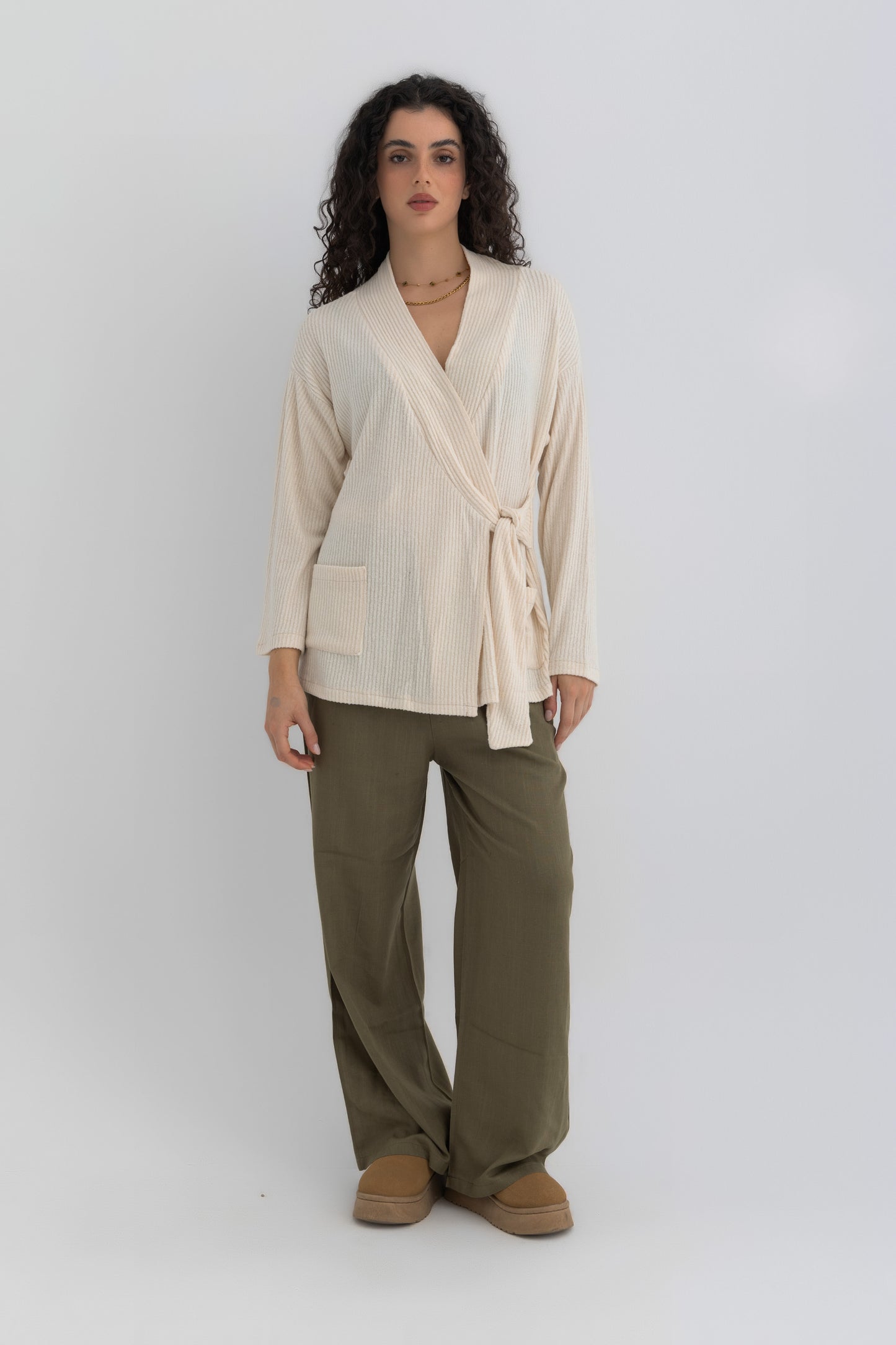 The Tie Top in Light Cream