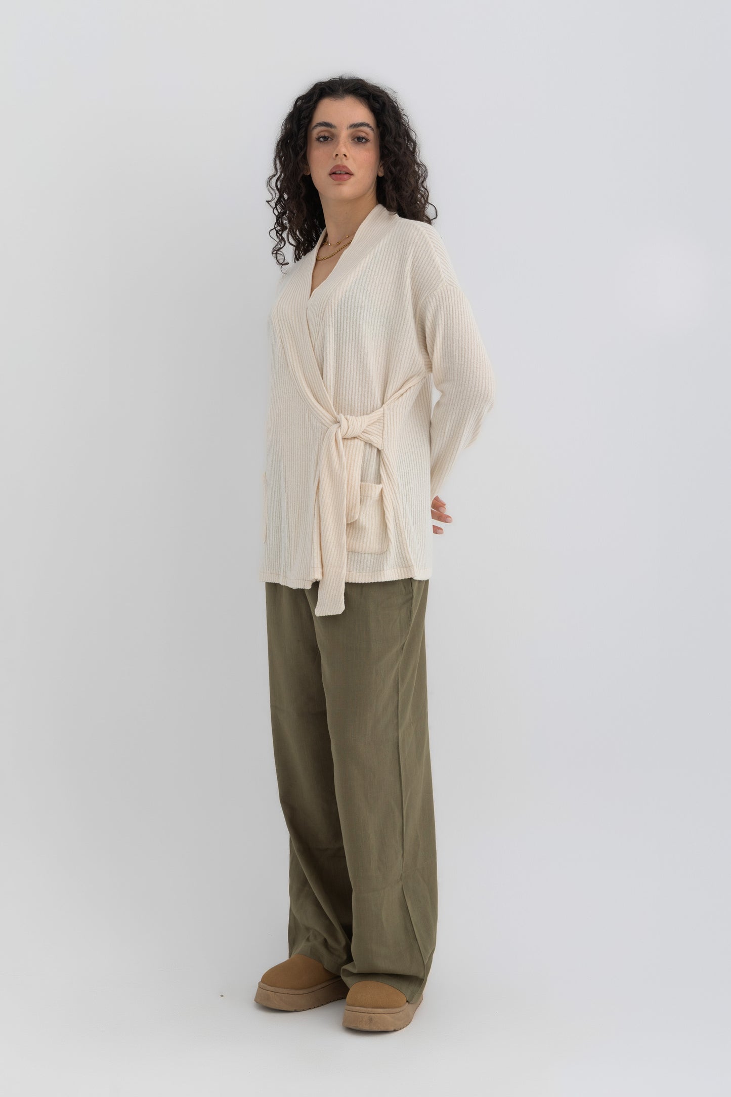 The Tie Top in Light Cream