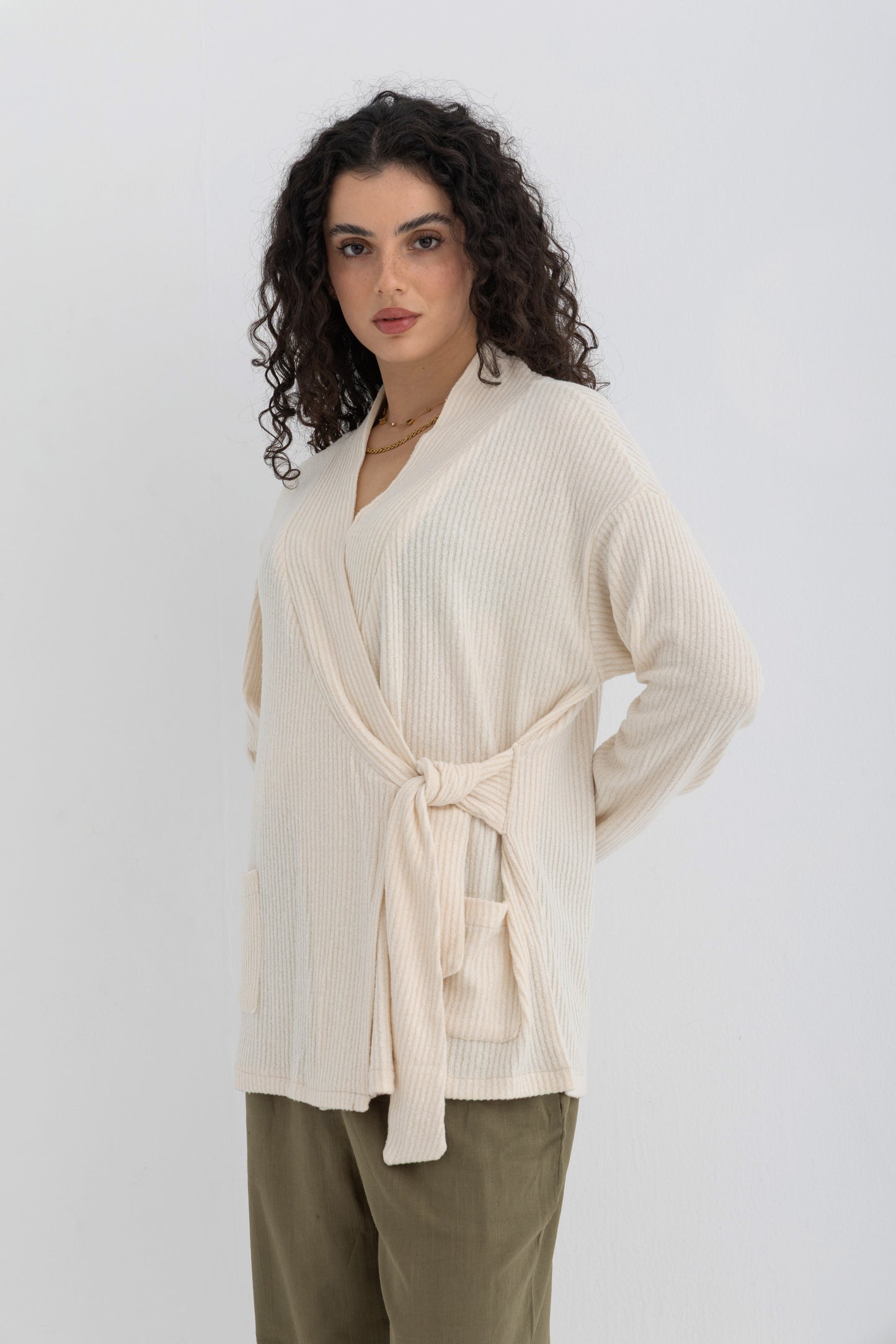 The Tie Top in Light Cream