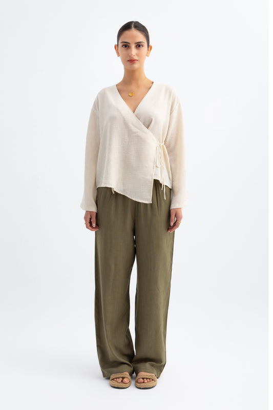 Linen Luxe Set light cream and olive