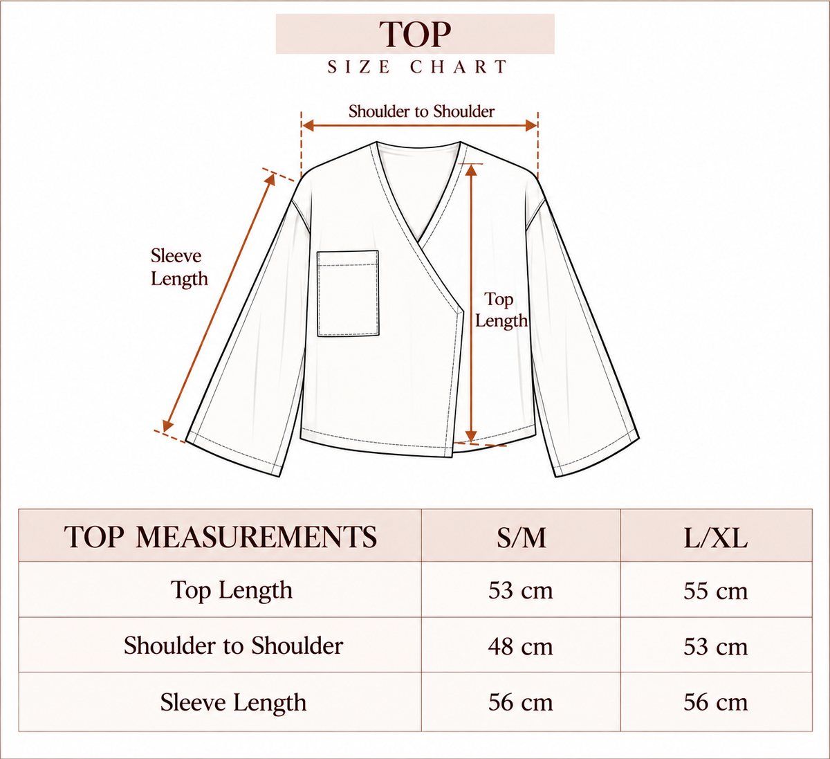 Airy Top size chart