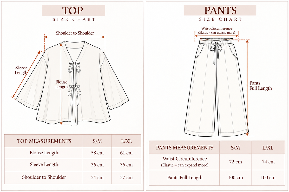 Basic Knot Set size chart