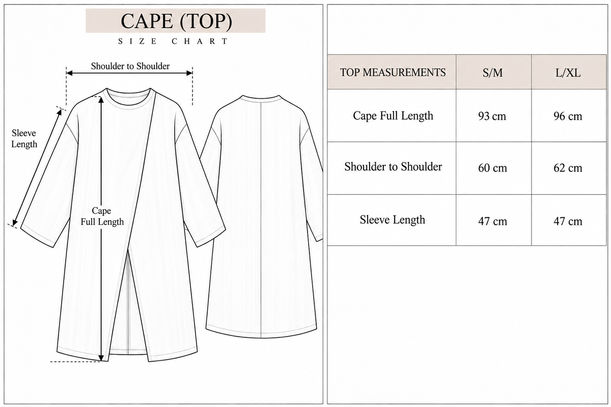 Cozy Cape size chart