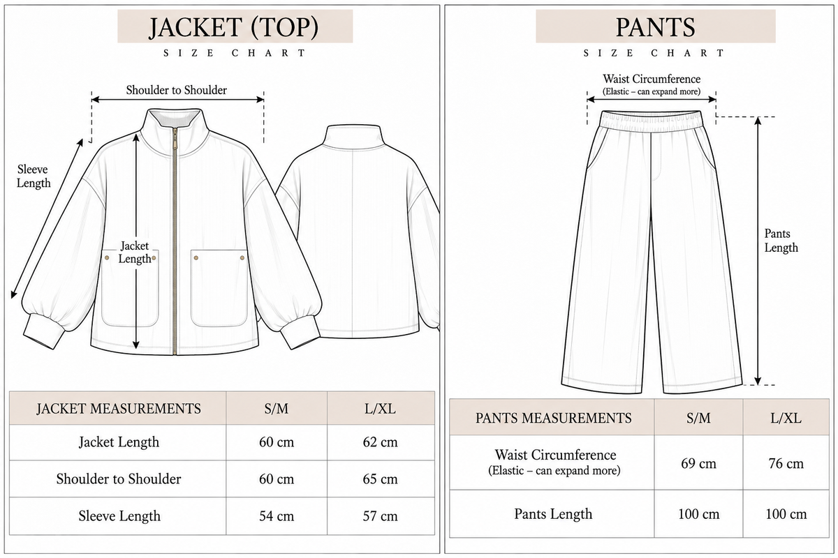 Cozy Duo size chart