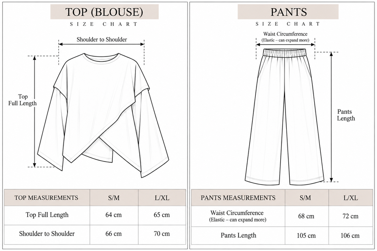 The Cross Set size chart