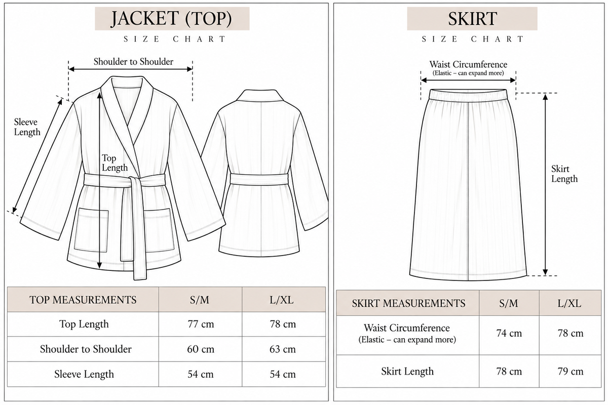 Mohair Ensemble size chart