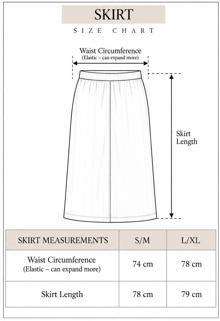 Mohair Ensemble Skirt size chart