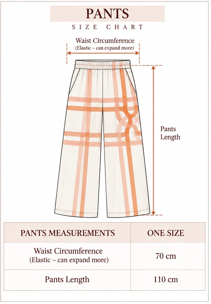 Noot Print Linen Pants size chart
