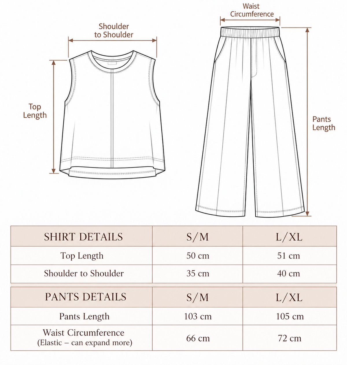 Silky Set Moss size chart