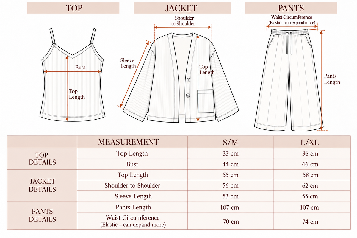 Soft Knit Set size chart
